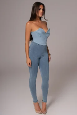 JLUXLABEL Light Wash Teyana Denim Bustier