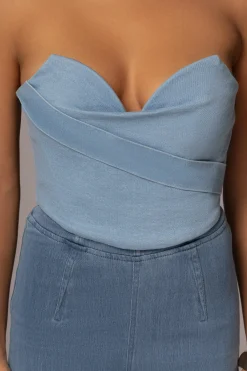 JLUXLABEL Light Wash Teyana Denim Bustier