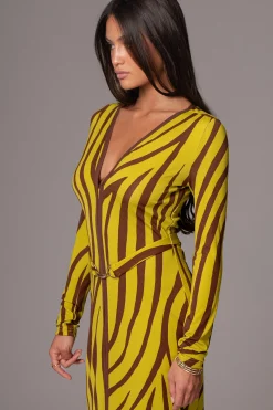JLUXLABEL Lime Print Juki Maxi Dress
