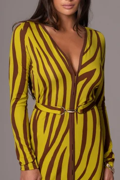 JLUXLABEL Lime Print Juki Maxi Dress