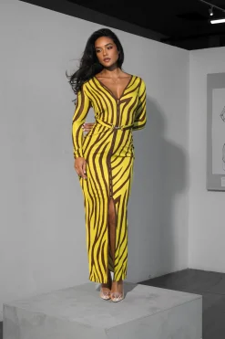 JLUXLABEL Lime Print Juki Maxi Dress