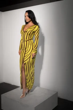 JLUXLABEL Lime Print Juki Maxi Dress