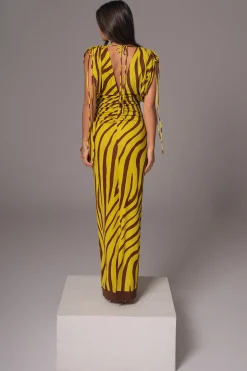 JLUXLABEL Lime Print Occasion Print Maxi Dress