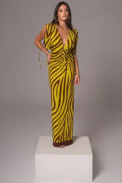 JLUXLABEL Lime Print Occasion Print Maxi Dress