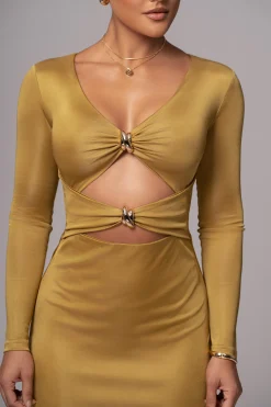 JLUXLABEL Lime Soiree Cutout Maxi Dress