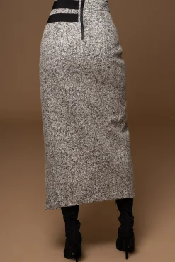 JLUXLABEL Lt. Grey Gisele Tweed Slit Skirt