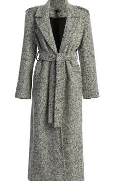 JLUXLABEL Lt. Grey Savannah Belted Tweed Coat