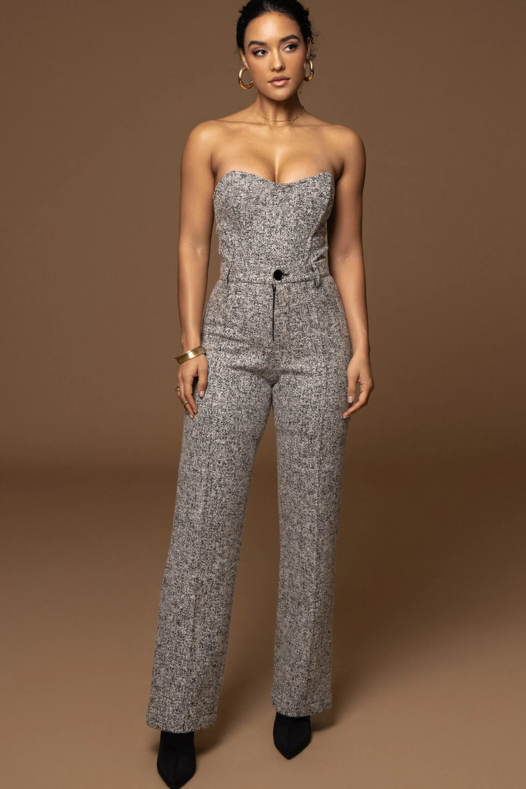 JLUXLABEL Lt. Grey Stay Sharp Tweed Trouser