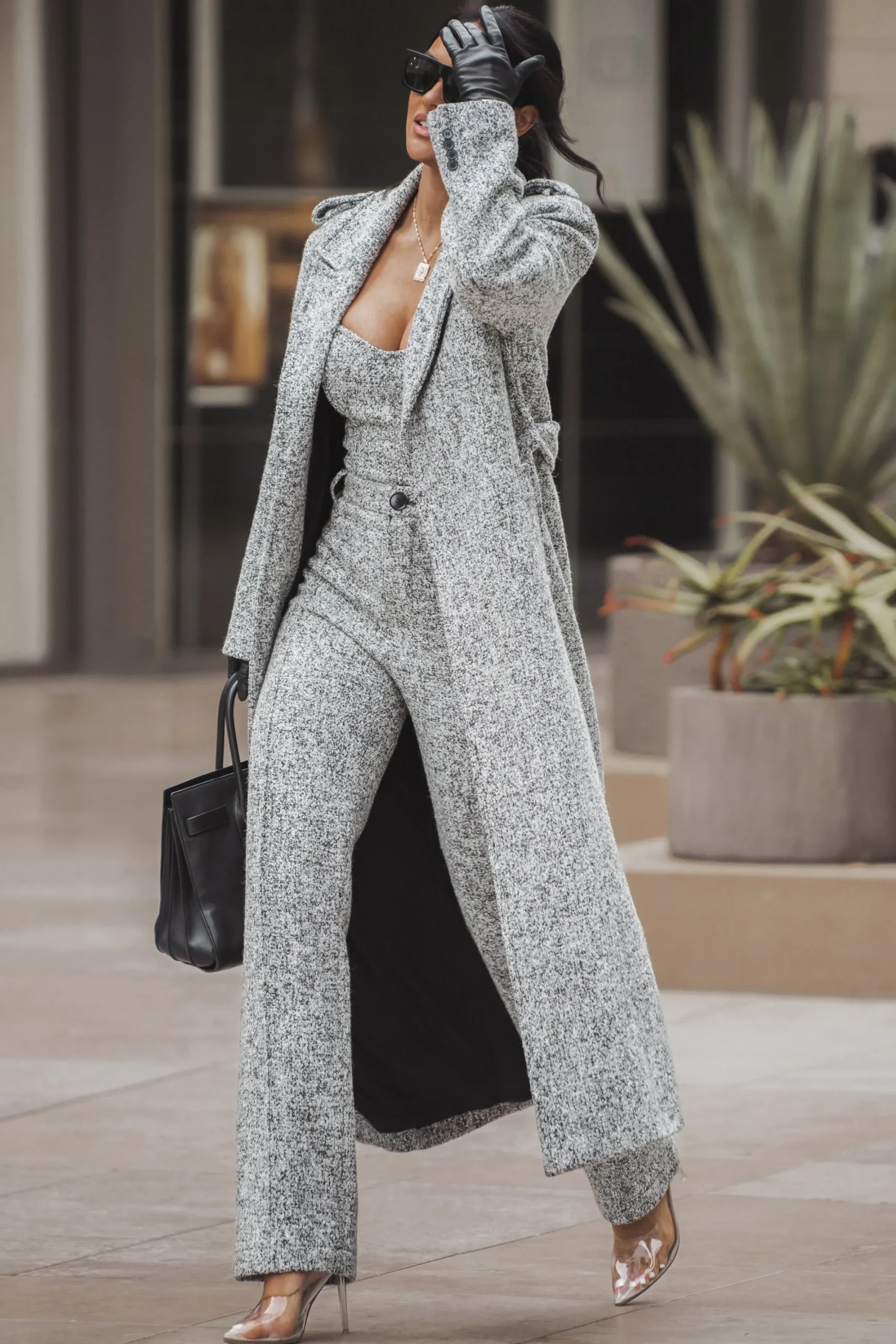 JLUXLABEL Lt. Grey Stay Sharp Tweed Trouser