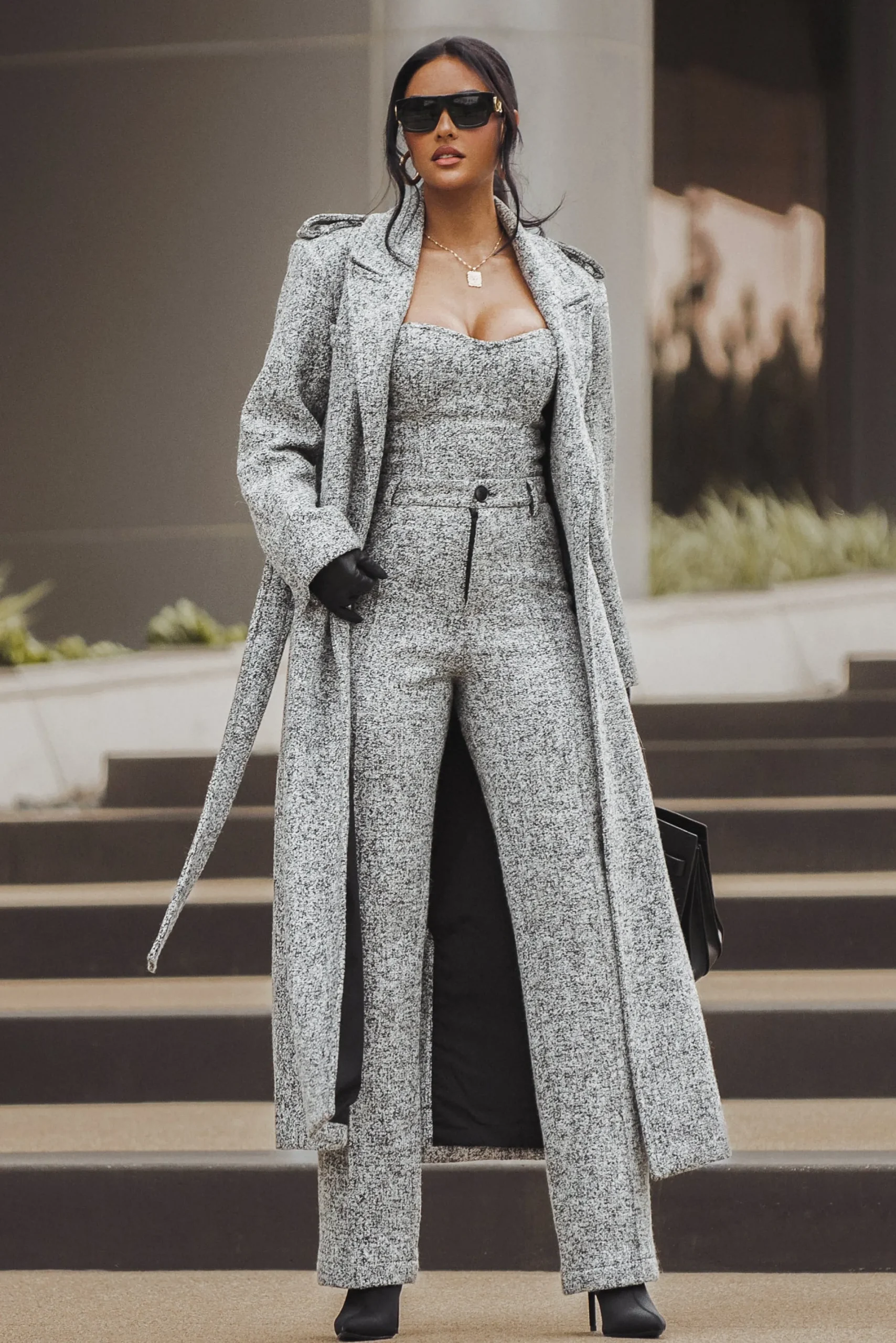 JLUXLABEL Lt. Grey Stay Sharp Tweed Trouser