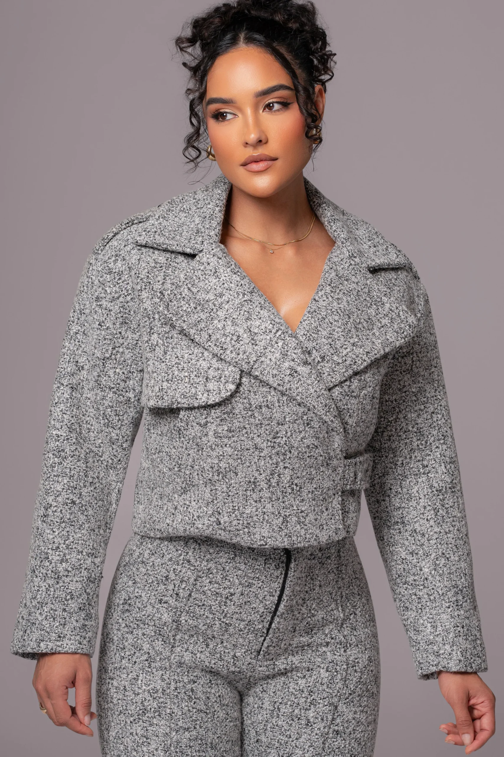JLUXLABEL Lt. Grey Zoe Tweed Jacket