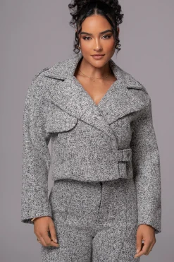 JLUXLABEL Lt. Grey Zoe Tweed Jacket