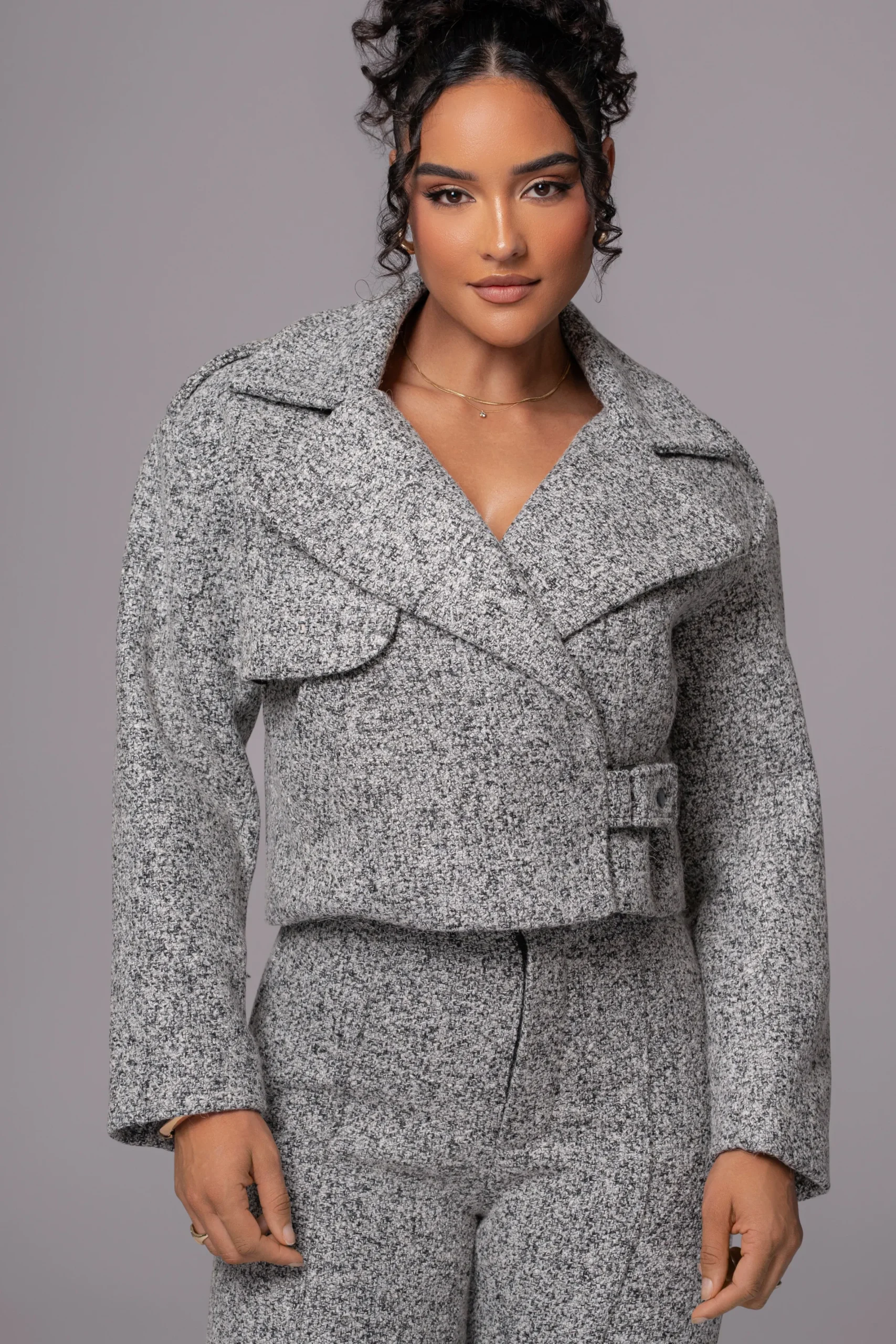 JLUXLABEL Lt. Grey Zoe Tweed Jacket