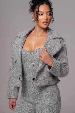 JLUXLABEL Lt. Grey Zoe Tweed Jacket