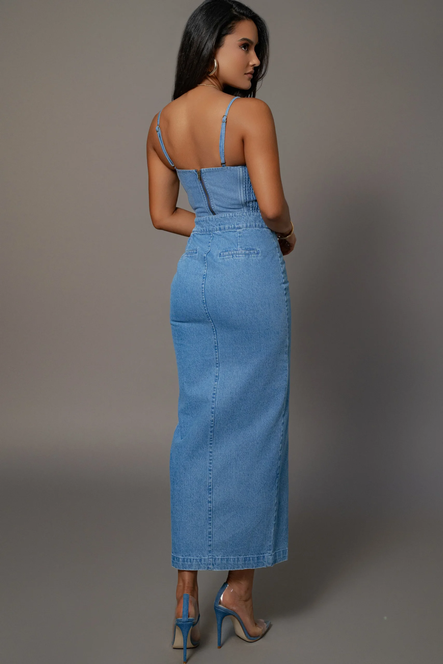 JLUXLABEL Medium Wash Adana Denim Skirt
