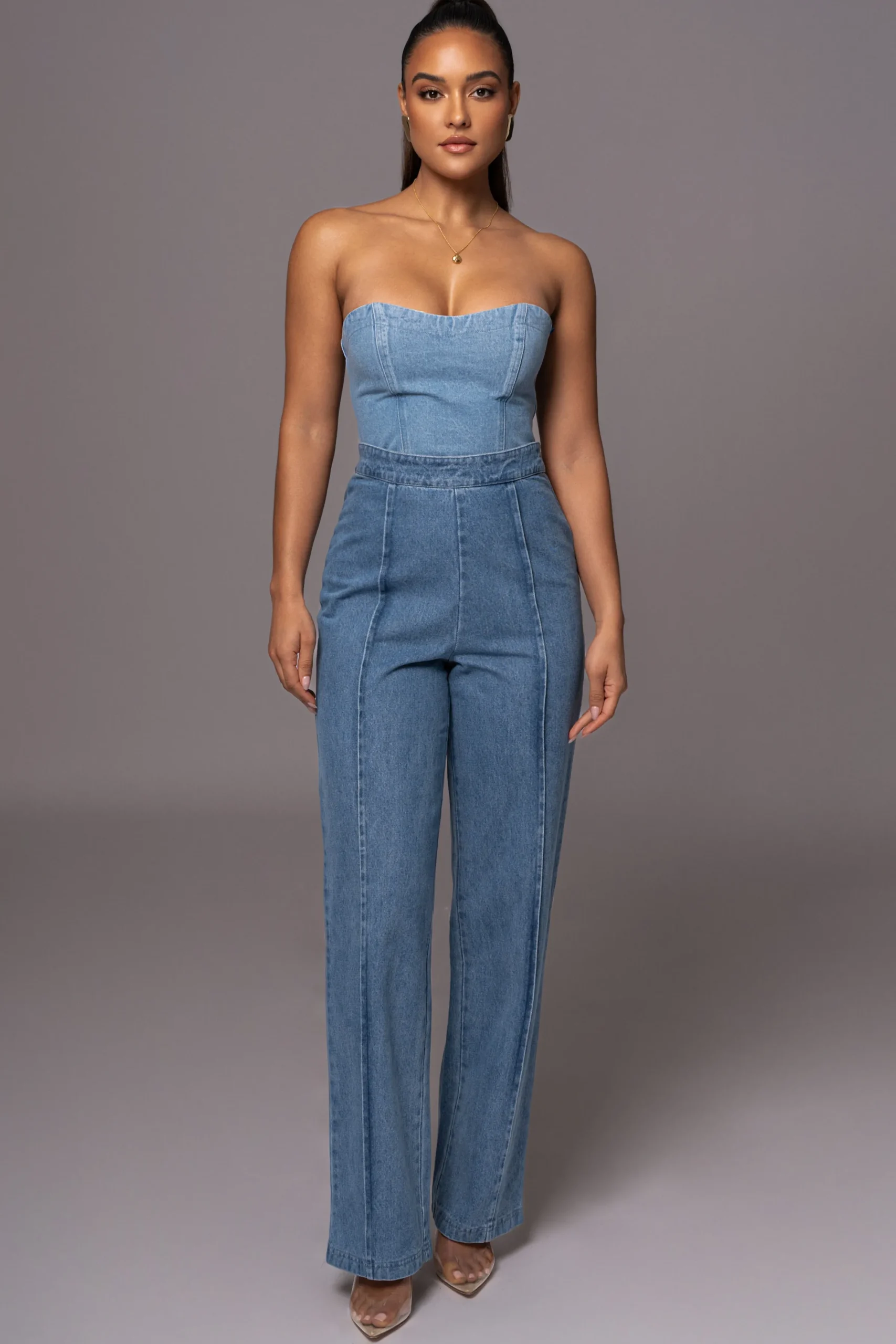 JLUXLABEL Medium Wash All You Need Denim Corset