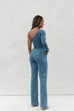 JLUXLABEL Medium Wash Button Me Up Bodysuit