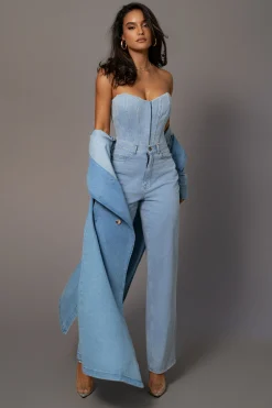 JLUXLABEL Medium Wash Denim Britney Corset