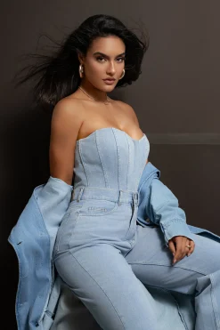 JLUXLABEL Medium Wash Denim Britney Corset