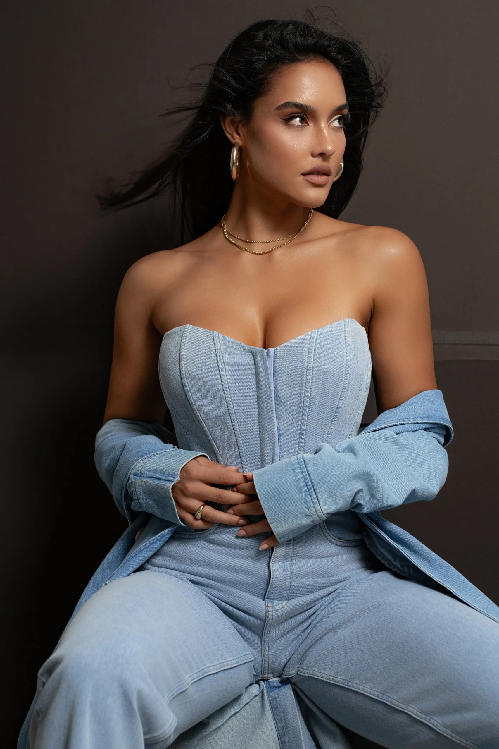 JLUXLABEL Medium Wash Denim Britney Corset