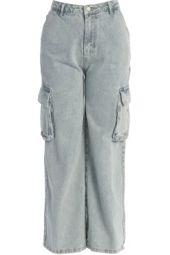 JLUXLABEL Medium Wash Denim Val Slouch Cargo Jeans