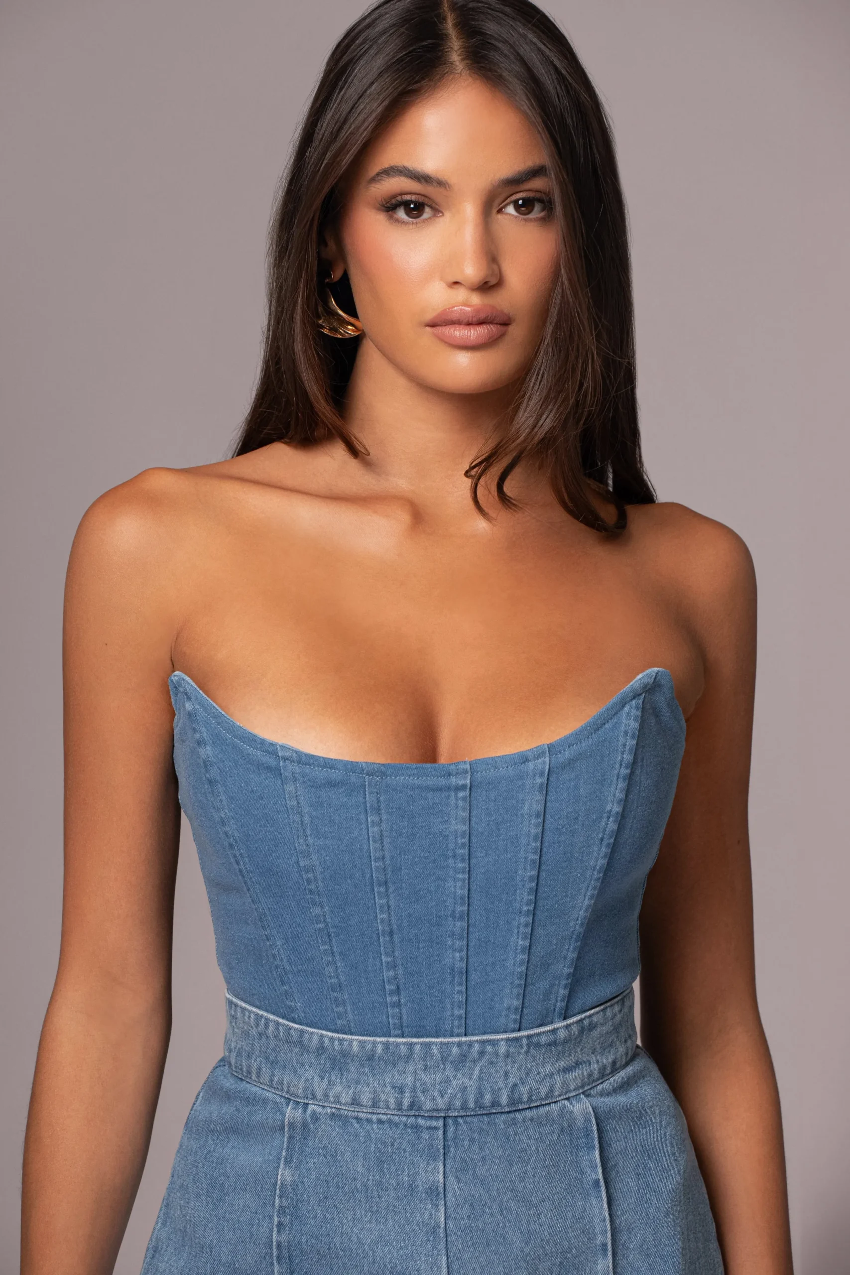 JLUXLABEL Medium Wash Fenix Reversible Denim Corset