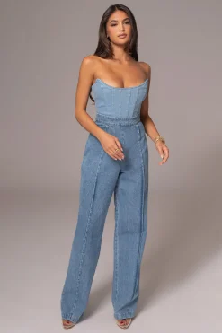 JLUXLABEL Medium Wash Fenix Reversible Denim Corset