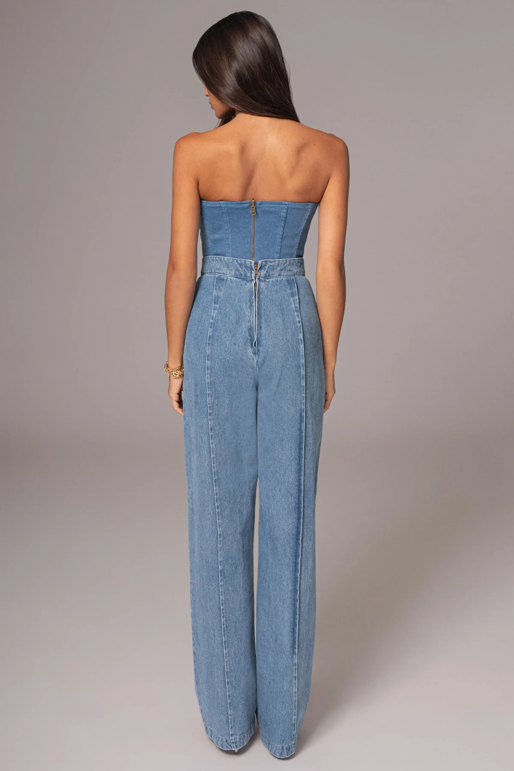 JLUXLABEL Medium Wash Fenix Reversible Denim Corset
