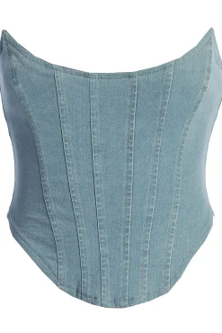 JLUXLABEL Medium Wash Fenix Reversible Denim Corset