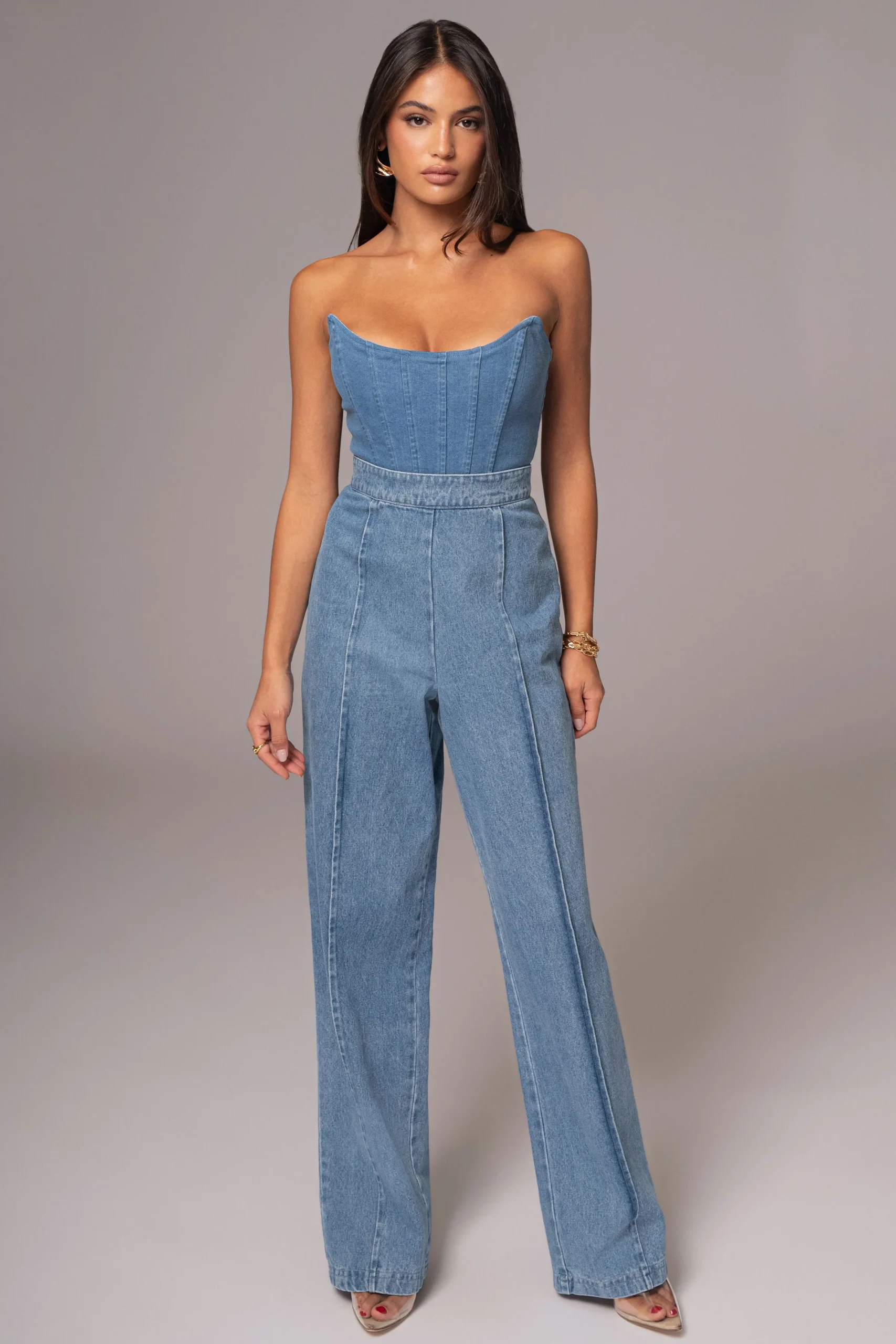 JLUXLABEL Medium Wash Fenix Reversible Denim Corset