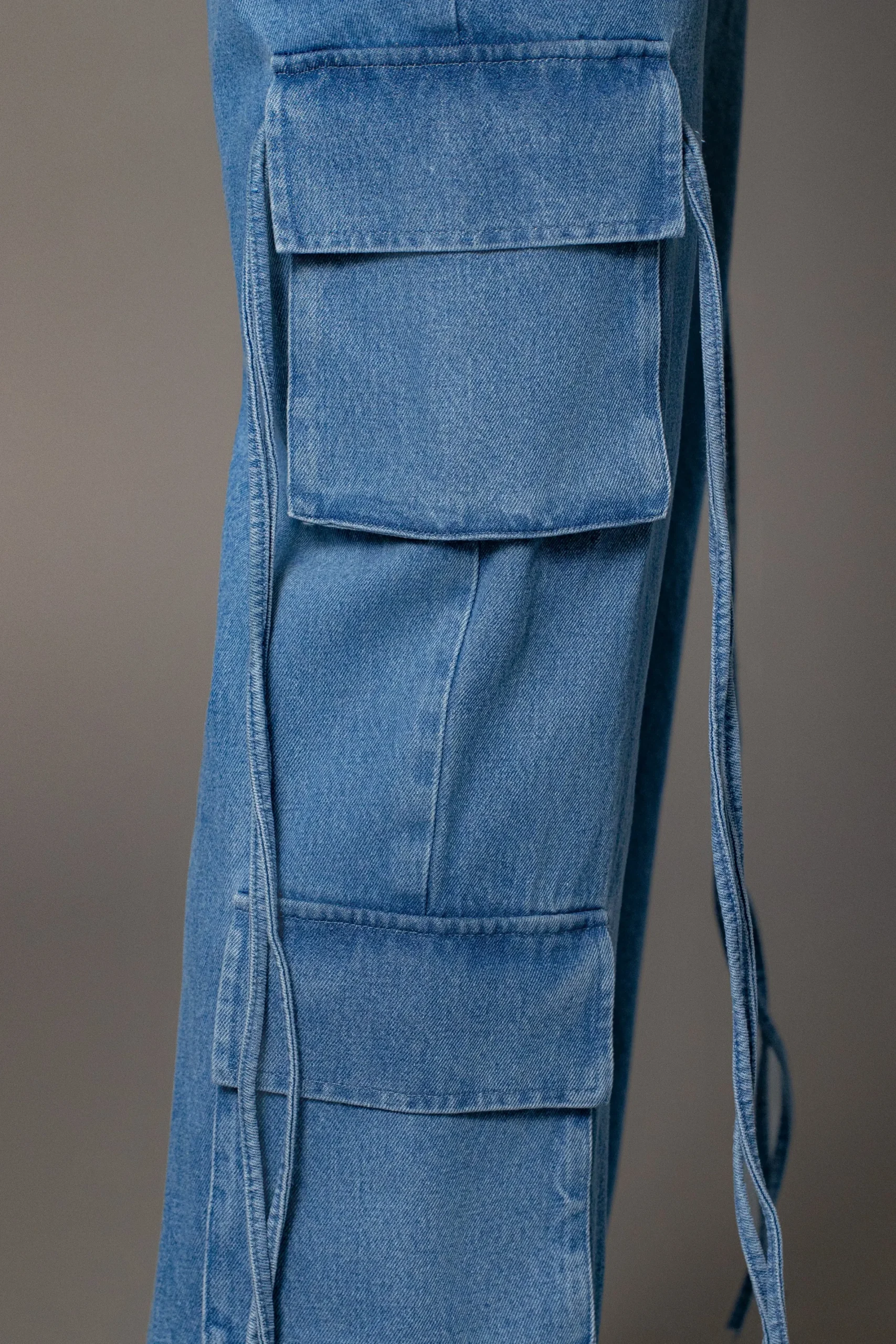 JLUXLABEL Medium Wash Jacinda Denim Utility Pants