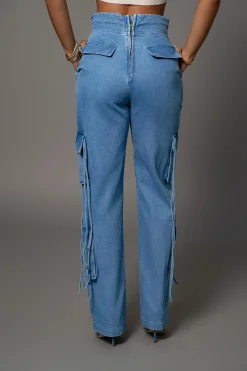 JLUXLABEL Medium Wash Jacinda Denim Utility Pants