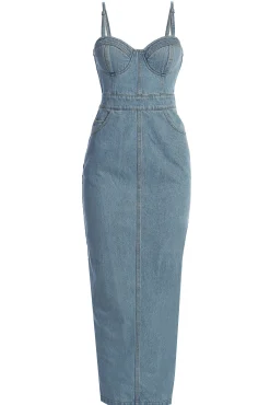 JLUXLABEL Medium Wash Mara Denim Bustier Dress