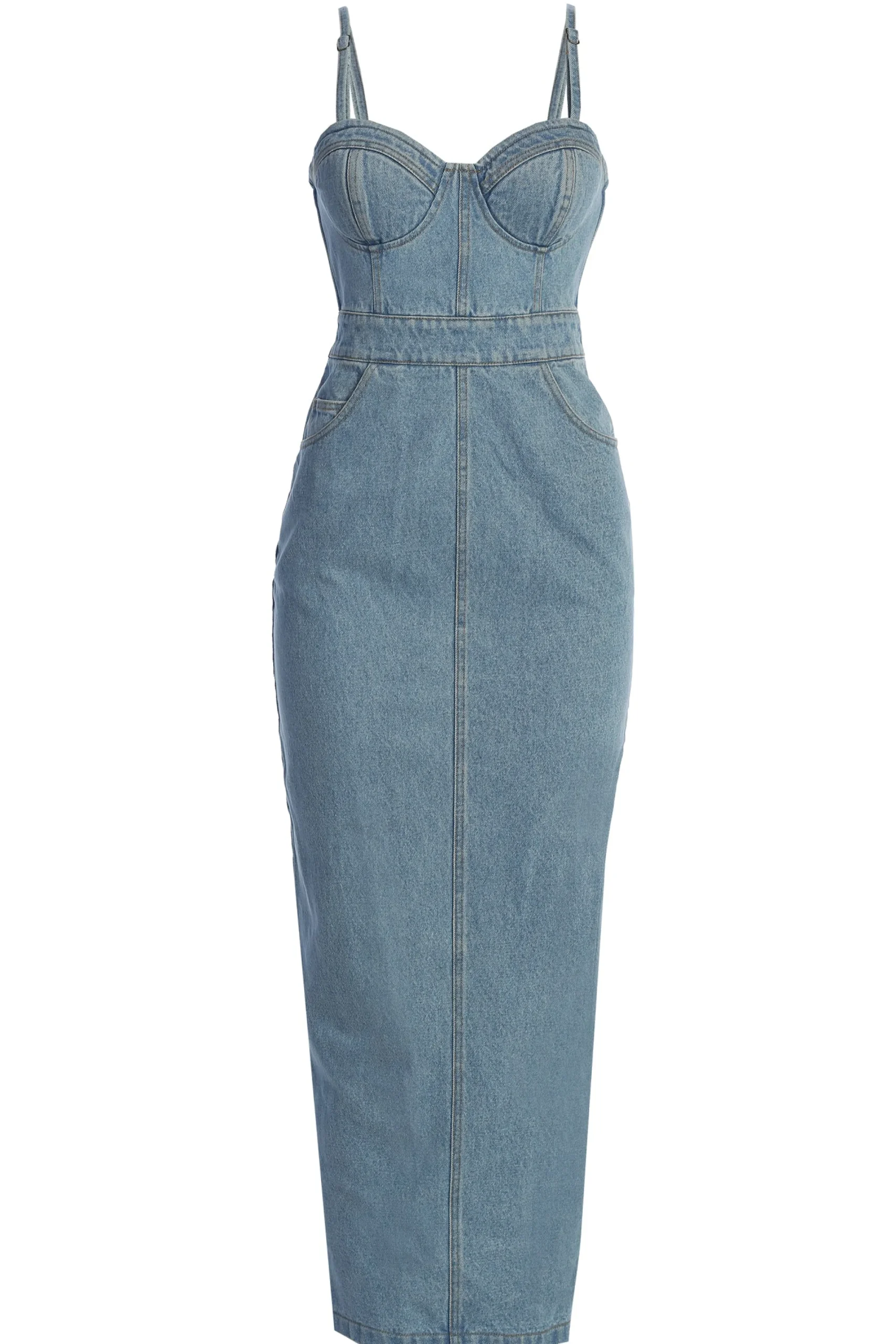 JLUXLABEL Medium Wash Mara Denim Bustier Dress