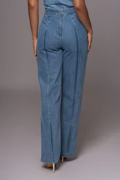JLUXLABEL Medium Wash Stay Sharp Denim Trouser