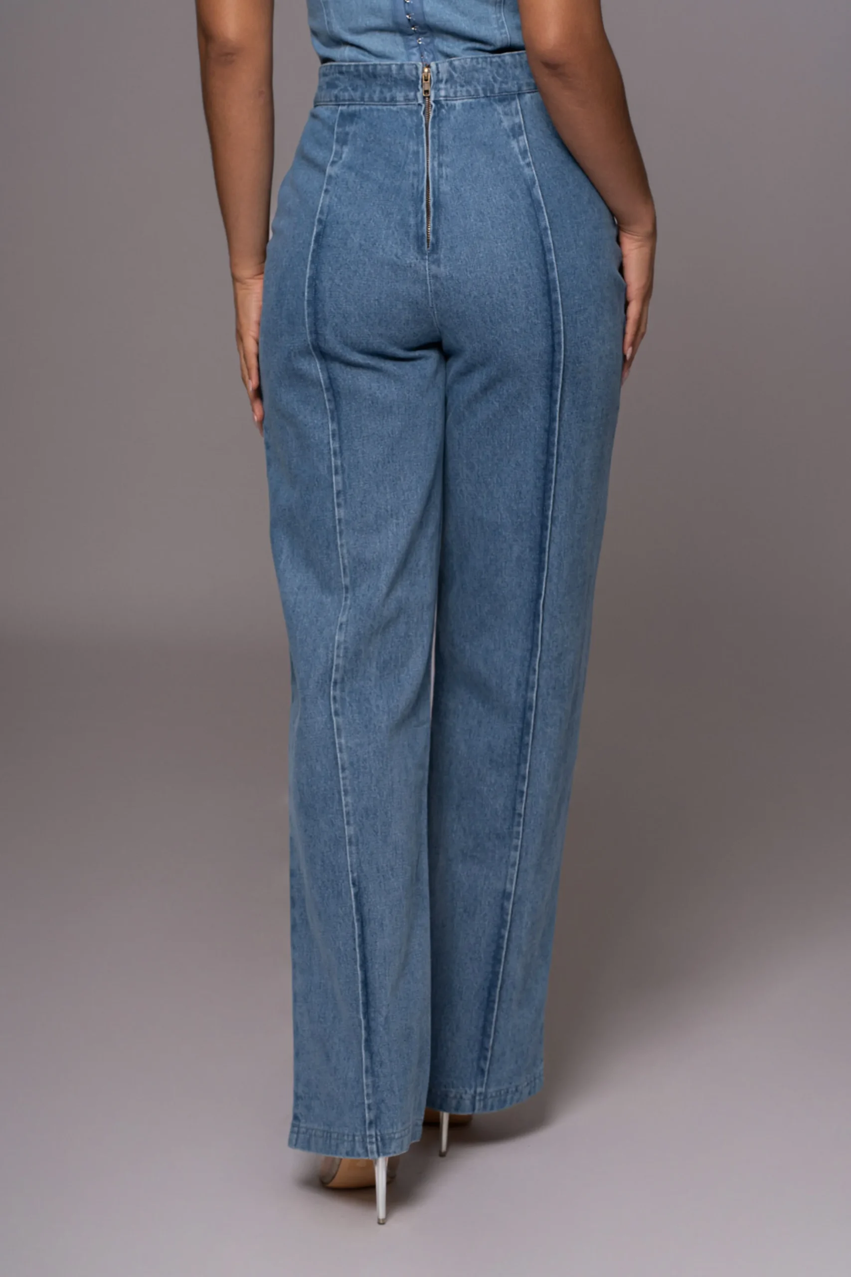 JLUXLABEL Medium Wash Stay Sharp Denim Trouser