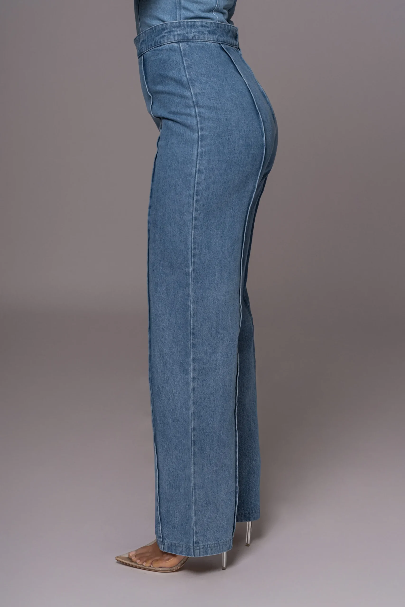 JLUXLABEL Medium Wash Stay Sharp Denim Trouser