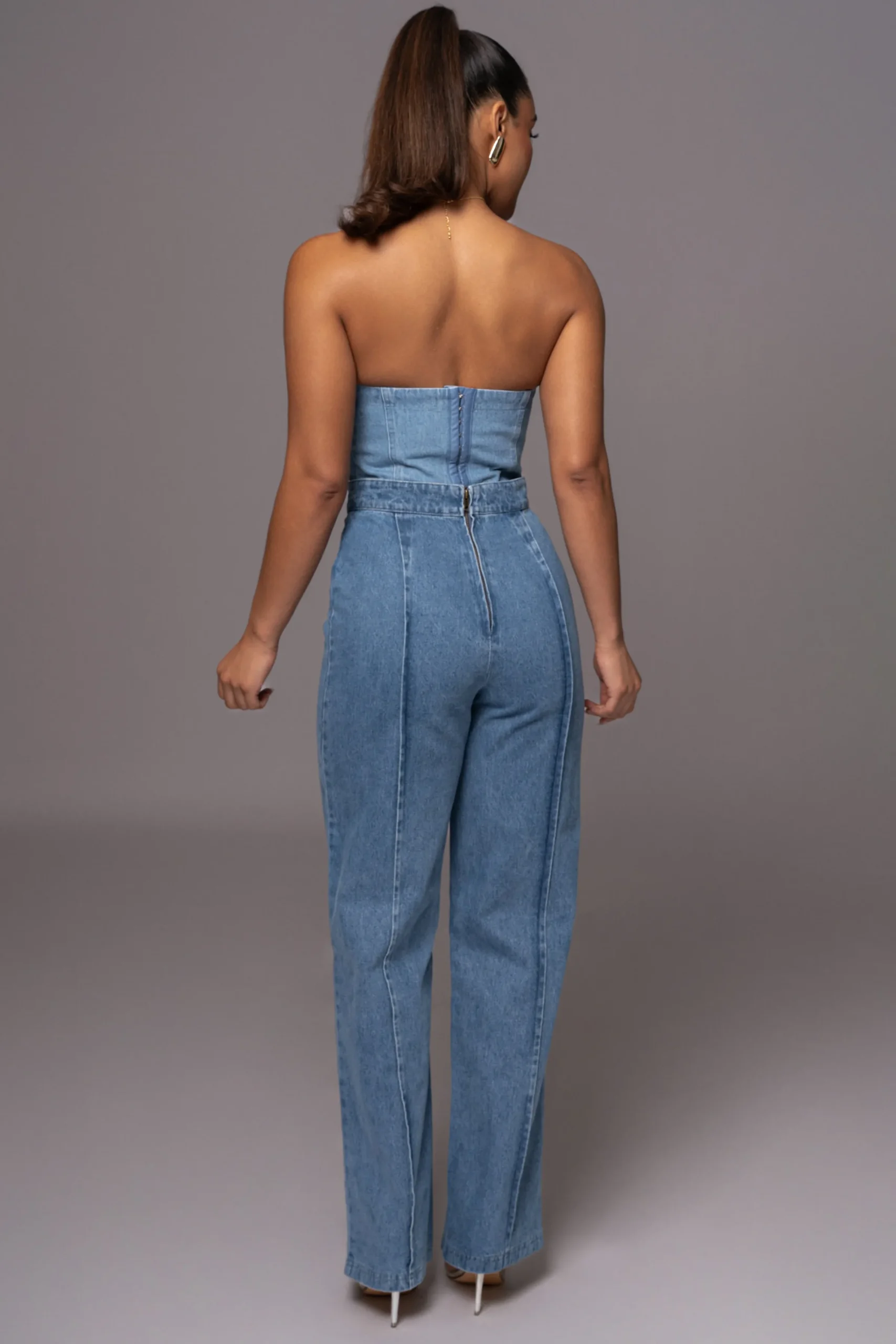 JLUXLABEL Medium Wash Stay Sharp Denim Trouser