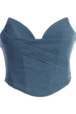 JLUXLABEL Medium Wash Teyana Denim Bustier