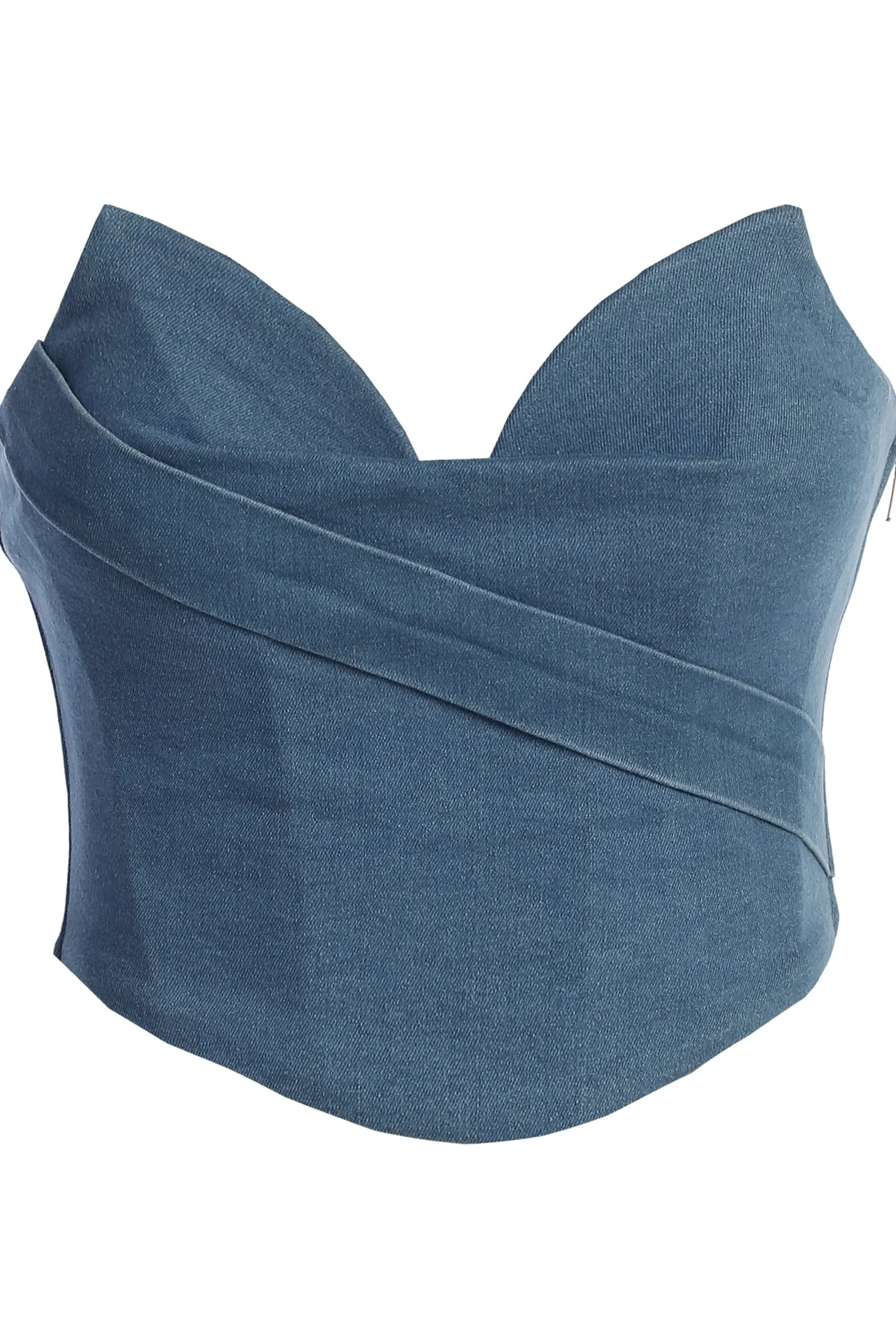 JLUXLABEL Medium Wash Teyana Denim Bustier