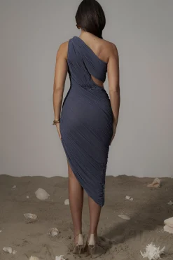 JLUXLABEL Midnight Blue Aura Shimmer Midi Dress