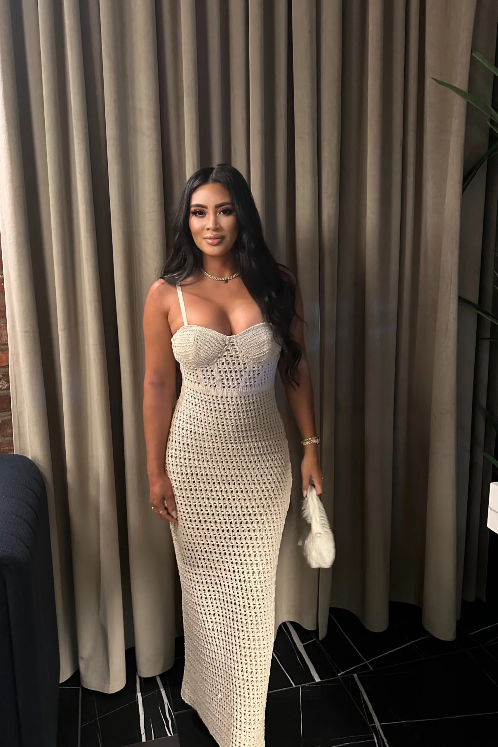 JLUXLABEL Milk Deep Sea Crochet Maxi Dress