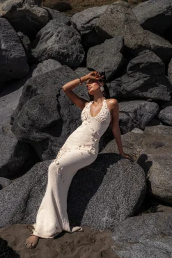 JLUXLABEL Milk Seaside Halter Maxi Dress