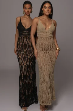JLUXLABEL Mocha Great Escape Crochet Maxi Dress