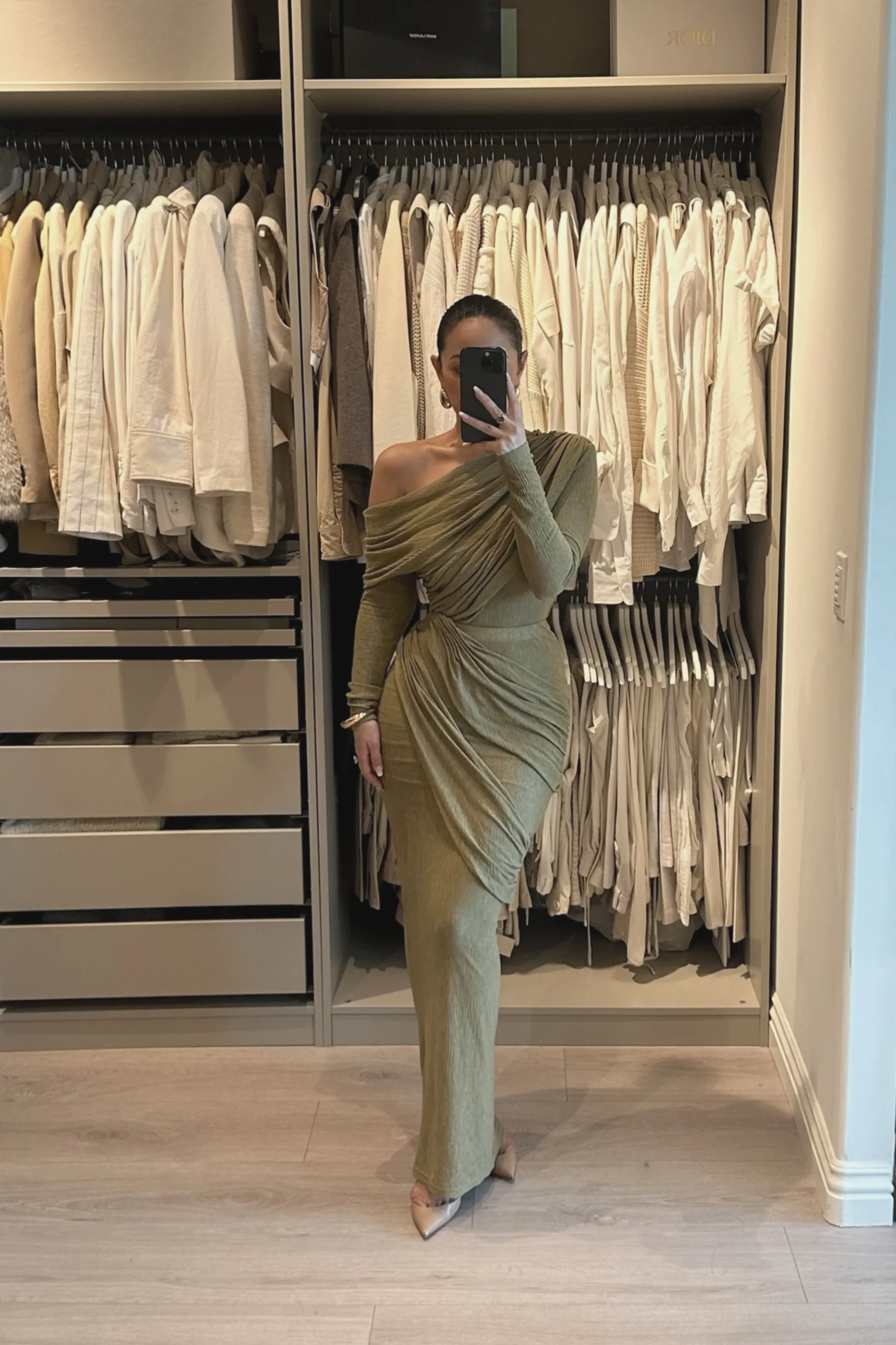 JLUXLABEL Moss Textured One Shoulder Bodysuit