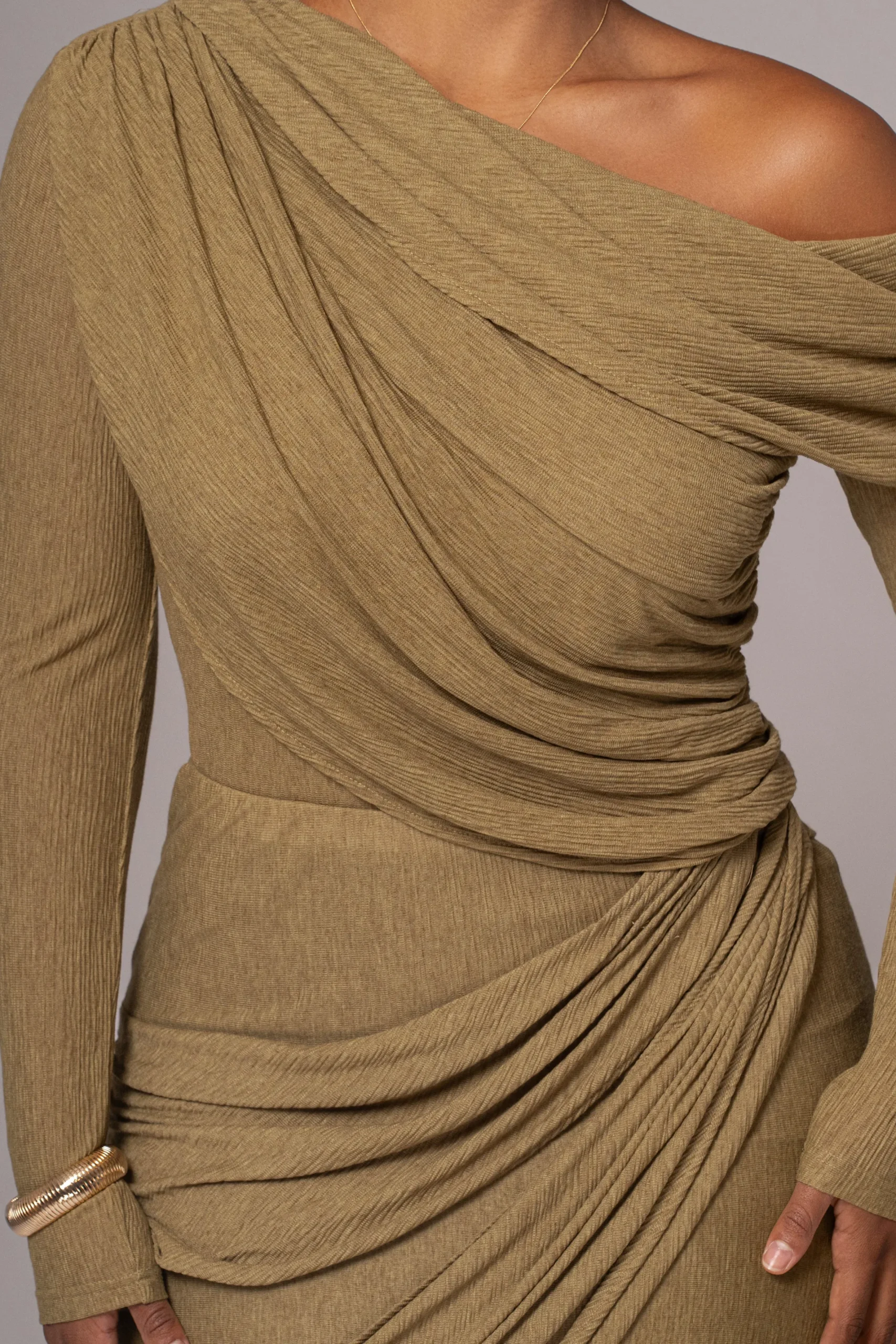 JLUXLABEL Moss Textured One Shoulder Bodysuit