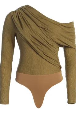 JLUXLABEL Moss Textured One Shoulder Bodysuit