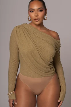 JLUXLABEL Moss Textured One Shoulder Bodysuit