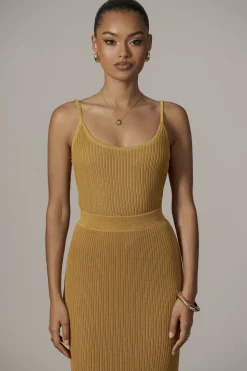 JLUXLABEL Mustard Serena Ribbed Skirt Set