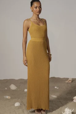 JLUXLABEL Mustard Serena Ribbed Skirt Set